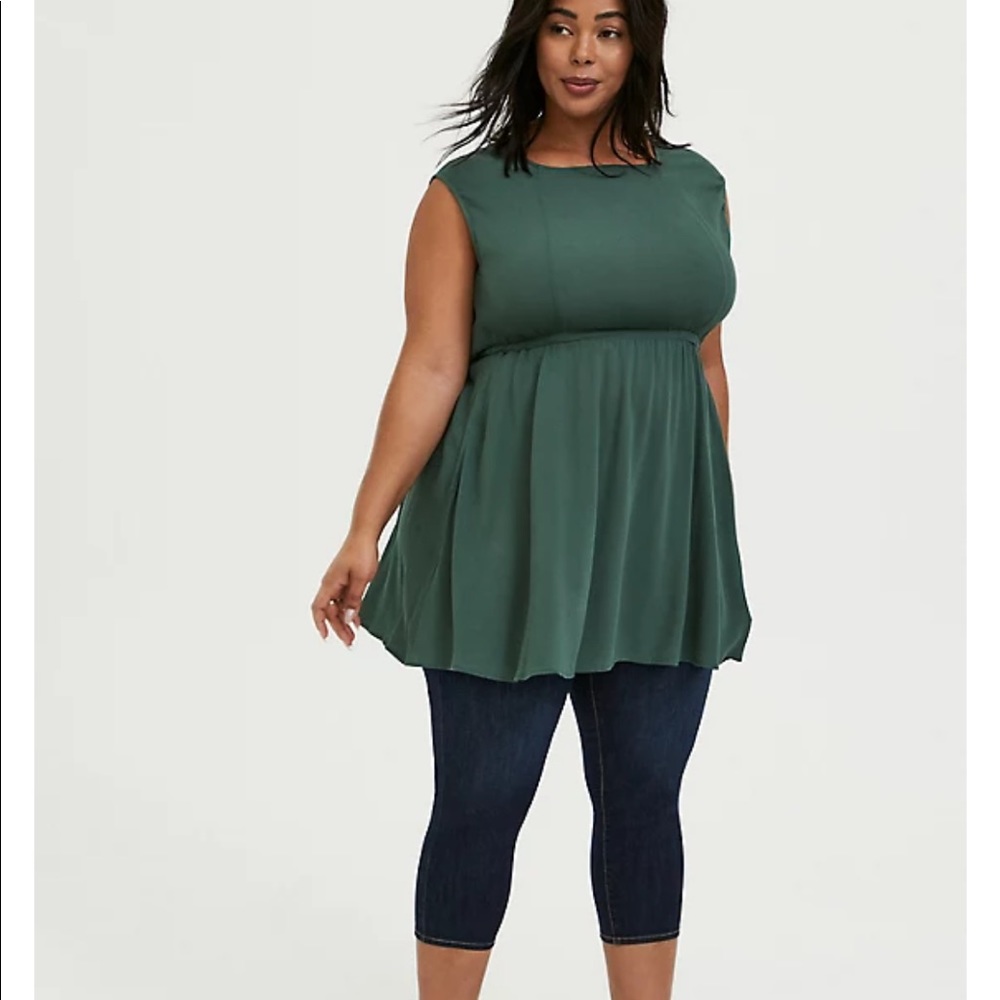 Torrid GREEN CREPE BABYDOLL TUNIC TANK